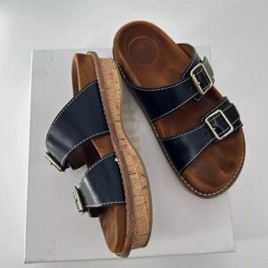 CHLOE Black Slides Dad Sandals! MARAH Style Two Buckles! EUC! 38